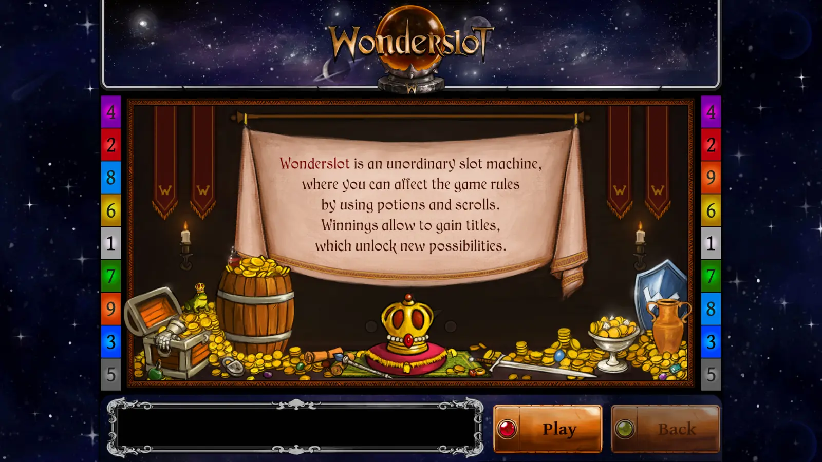 Story and rewards scene in Wonderslot